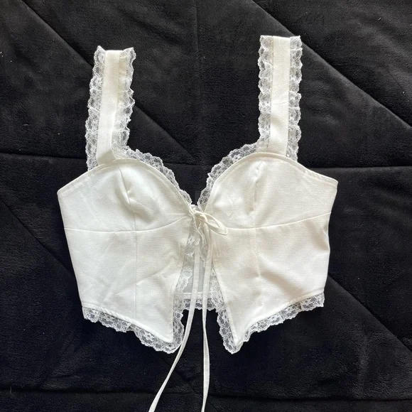 White tie front lace blouse - Picture 2 of 3